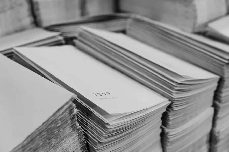 Piles of paper documents stacked on top of each other.